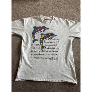 Totally Unique T Shirts TUT 90s Dolphin Single Stitch Large Graphic Shirt